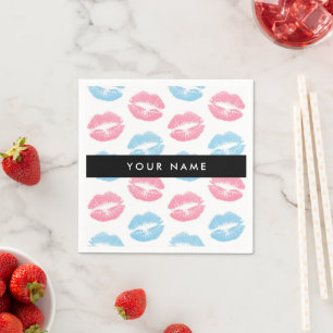 Rosa Lippen, blaue Lippen, Kuss, Ihr Name, persona Serviette