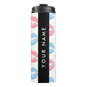 Rosa Lippen, blaue Lippen, Kuss, Ihr Name, persona Thermosbecher