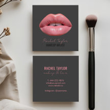 Rosa Lippen | Charcoal Makeup Square Business Card