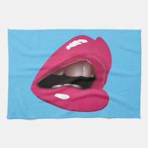 Rosa Lippen Geschirrtuch