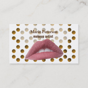 Rosa Lippen Goldene Punkte Bussinenkarte Visitenkarte