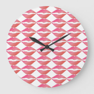 Rosa Lippen Große Wanduhr