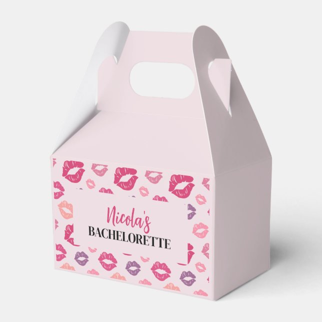 Rosa Lippen Kiss Junggeselinnen-Abschied Gefallen  Geschenkschachtel (Vorderseite)
