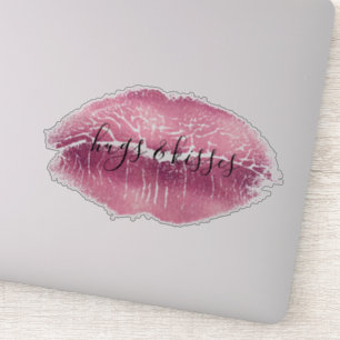 Rosa Lippen Kuss Aufkleber