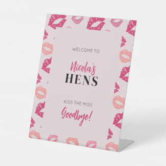 Rosa Lippen Küss Miss Glam Hens Begrüßungszeichen Sockelschild