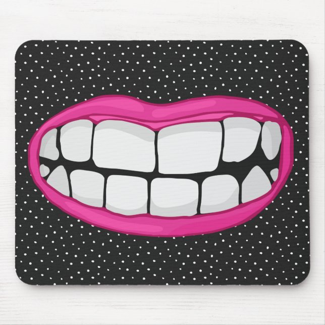 Rosa Lippen lächeln mit großen Zähnen Mousepad (Vorne)
