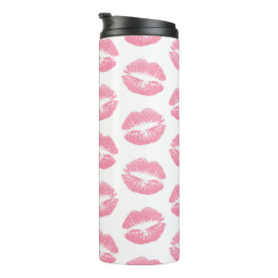 Rosa Lippen, Lippenmuster, rosa Lippenstift, Kuss Thermosbecher