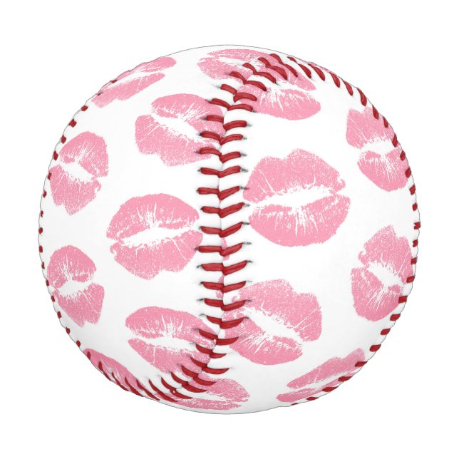 Rosa Lippen, Lippenmuster, rosa Lipstick, Kuss Baseball (Schrägansicht)