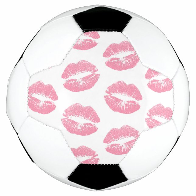 Rosa Lippen, Lippenmuster, rosa Lipstick, Kuss Fußball (Vorderseite)