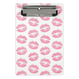 Rosa Lippen, Lippenmuster, rosa Lipstick, Kuss Mini Klemmbrett