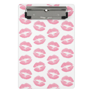Rosa Lippen, Lippenmuster, rosa Lipstick, Kuss Mini Klemmbrett