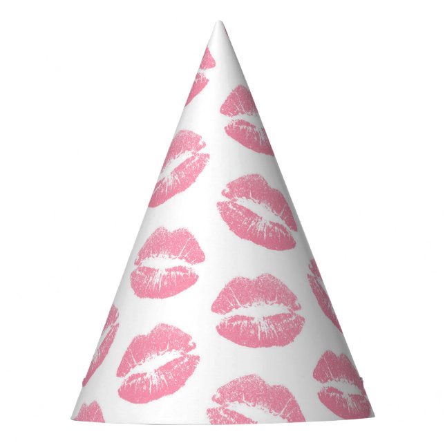 Rosa Lippen, Lippenmuster, rosa Lipstick, Kuss Partyhütchen (Vorderseite)