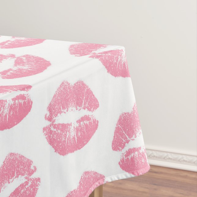 Rosa Lippen, Lippenmuster, rosa Lipstick, Kuss Tischdecke (Beispiel)
