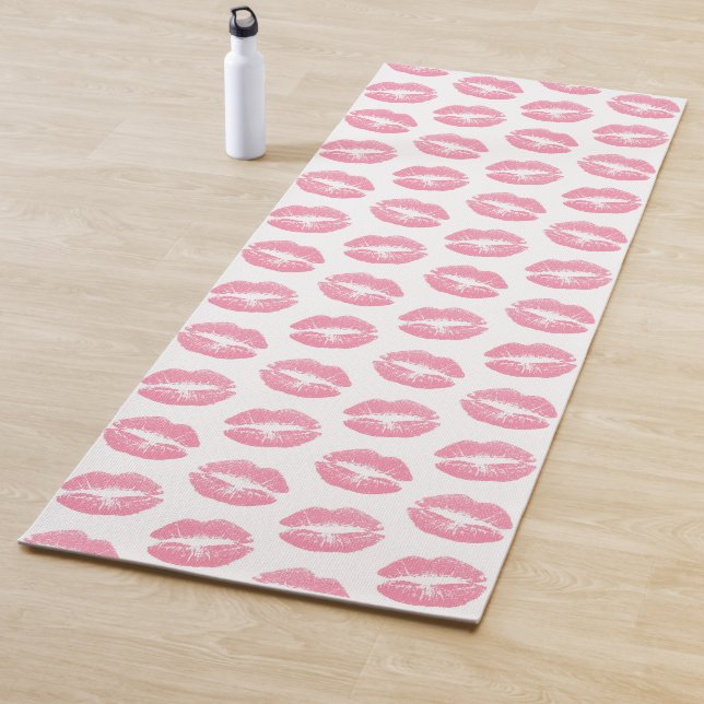 Rosa Lippen, Lippenmuster, rosa Lipstick, Kuss Yogamatte (Beispiel)