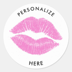 Rosa Lippen Lippenstift Lippen Make-up Schönheit Runder Aufkleber