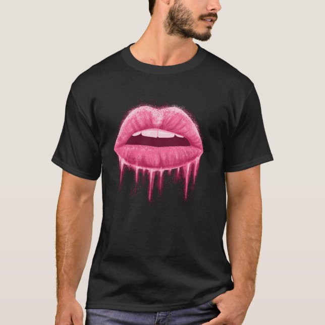 Rosa Lippen Lipstick Kiss Mark macht Künstlercosme T-Shirt (Vorderseite)