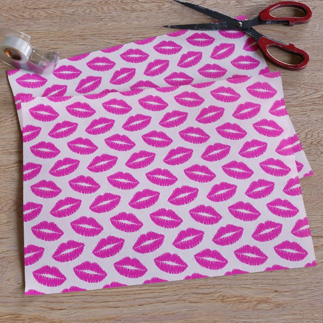 Rosa Lippen Lipstick Kisses Tissue Seidenpapier (Pink lipstick kisses tissue paper just for you)