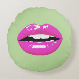 Rosa Lippen Rundes Kissen