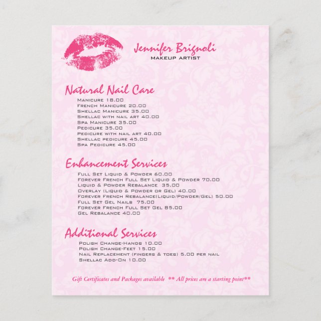 Rosa Lippen und Damasken gestalten Künstlerdesign Flyer (Hinten)