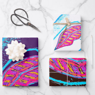 Rosa Lippen und ein Wort Baloon oder Zunge Geschenkpapier Set