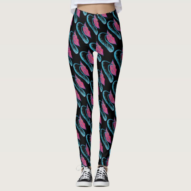 Rosa Lippen und ein Wort Baloon oder Zunge Leggings (Vorderseite)