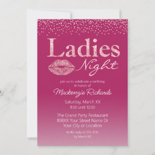 Rosa Lippen und glamouröse Glitter Ladies Night Einladung