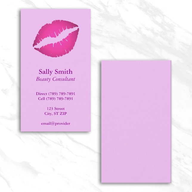 Rosa Lippen Visitenkarte (Ombre Hot Pink Lipstick Kiss Print Business Card)