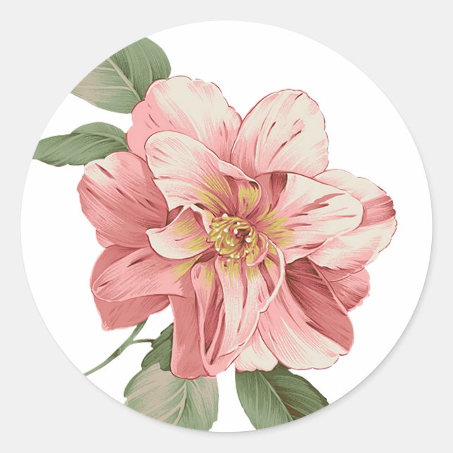 Rosa Lippenfloral Aufkleber / Siegel (Vorderseite)