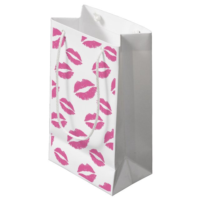 Rosa Lippenkuss-Maskenbildner-Schönheits-Salon Kleine Geschenktüte (Vorderseite Schrägansicht)