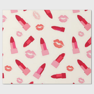 Rosa Lippenstift-Kuss-Muster Geschenkpapier