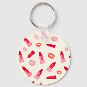 Rosa Lippenstift-Kuss-Muster Schlüsselanhänger