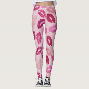 Rosa Lippenstift-Kuss nahtloses Muster Leggings