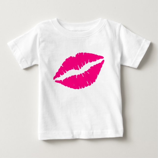 Rosa Lippenstift Kuss Pop Art Baby T-shirt (Vorderseite)