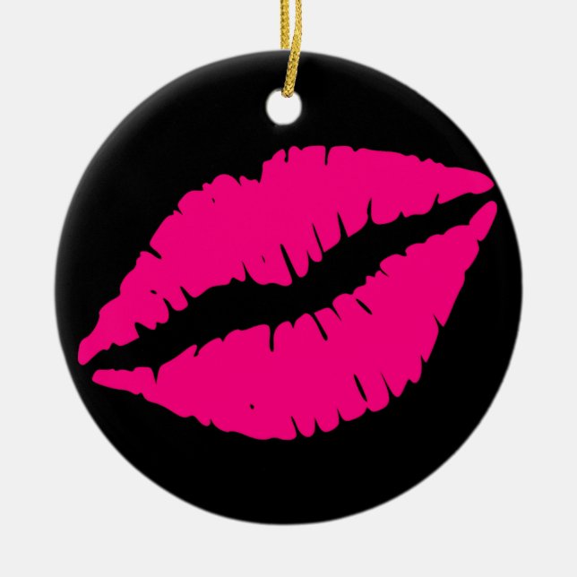 Rosa Lippenstift Kuss Pop Art Keramikornament (Vorne)