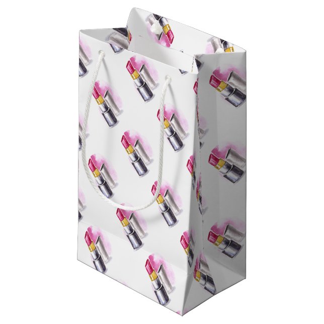 Rosa Lipstick Kleine Geschenktüte (Vorderseite Schrägansicht)