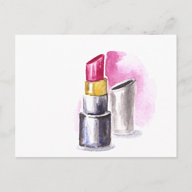 Rosa Lipstick Postkarte (Vorderseite)