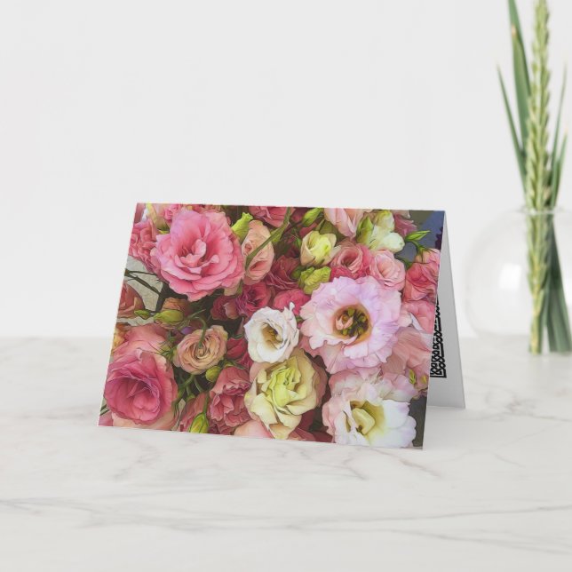 Rosa Lisianthus Blumen Karte (Vorderseite)
