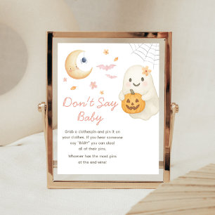 Rosa Little Boo Baby Shower Don't Say Baby Schild