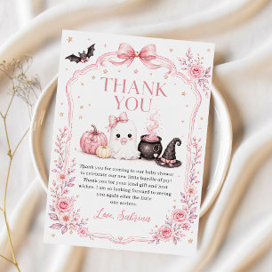 Rosa Little Boo Halloween-Baby-Party Dankeskarte