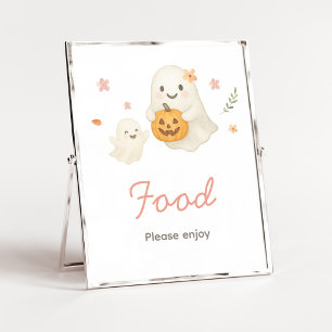 Rosa Little Boo Halloween-Essensschild Poster
