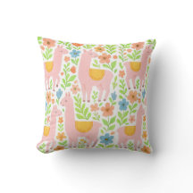 Rosa Lllamas & Florale Design Kissen - Anpassen