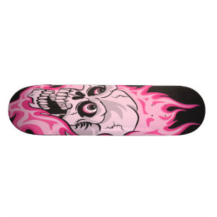 Rosa lodernder Schädel Skateboard