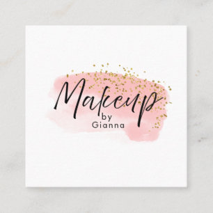 Rosa Logo Makeup Artist Moderne Typografie Quadratische Visitenkarte