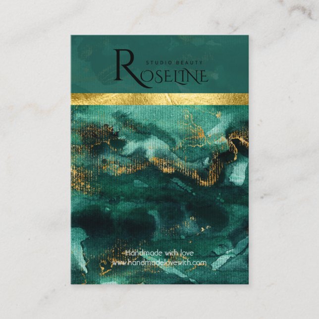 Rosa-Logo mit grüner Pinsel Visitenkarte (Vorderseite)