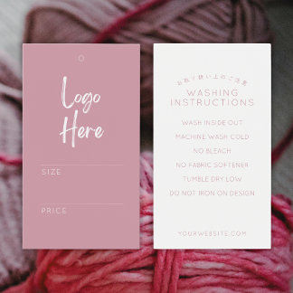 Rosa Logo-Preis Waschanleitung Tag