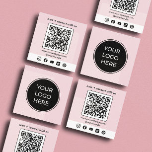 Rosa Logo QR-Code Benutzerdefinierte Soziale Medie Quadratische Visitenkarte