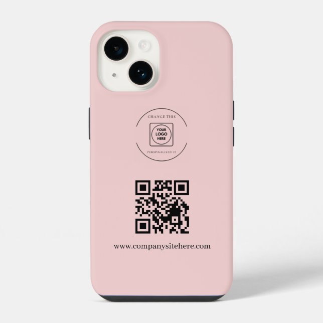 Rosa Logo QR Code Business iPhone Hülle (Rückseite)