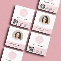Rosa Logo QR-Code Foto Quadratisches Geschäftskart