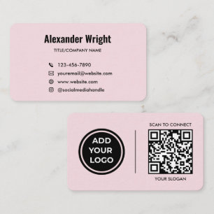 Rosa Logo-Scan-Code-Kontakt-Geschäftskarte Visitenkarte