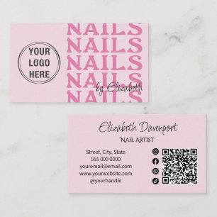 Rosa Logo Social Icon QR-Code Nagelstudio Visitenkarte